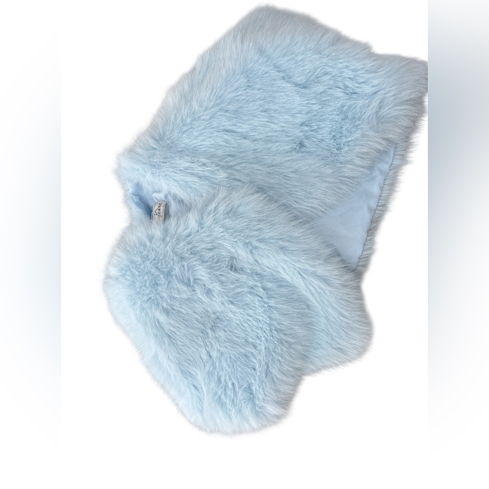 đżď¸ Spoon Jeans Faux Fur coat Baby BlueâJacket stole scarf Size S New with tag - Picture 3 of 7